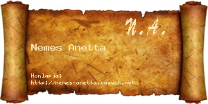 Nemes Anetta névjegykártya